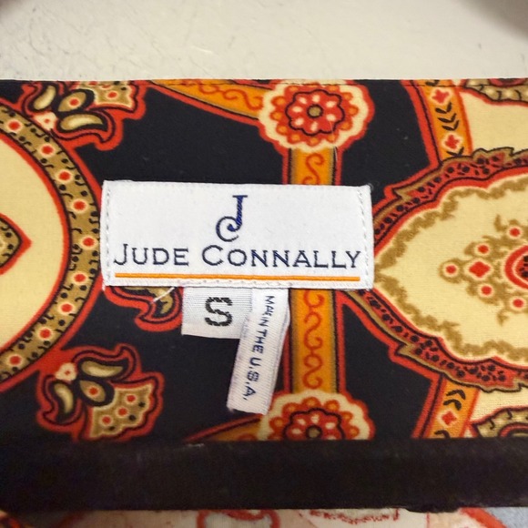 Jude Connally Sheath Dress Womens Small Orange Paisley Jude Cloth 3/4 Sleeve 123 - Picture 4 of 7